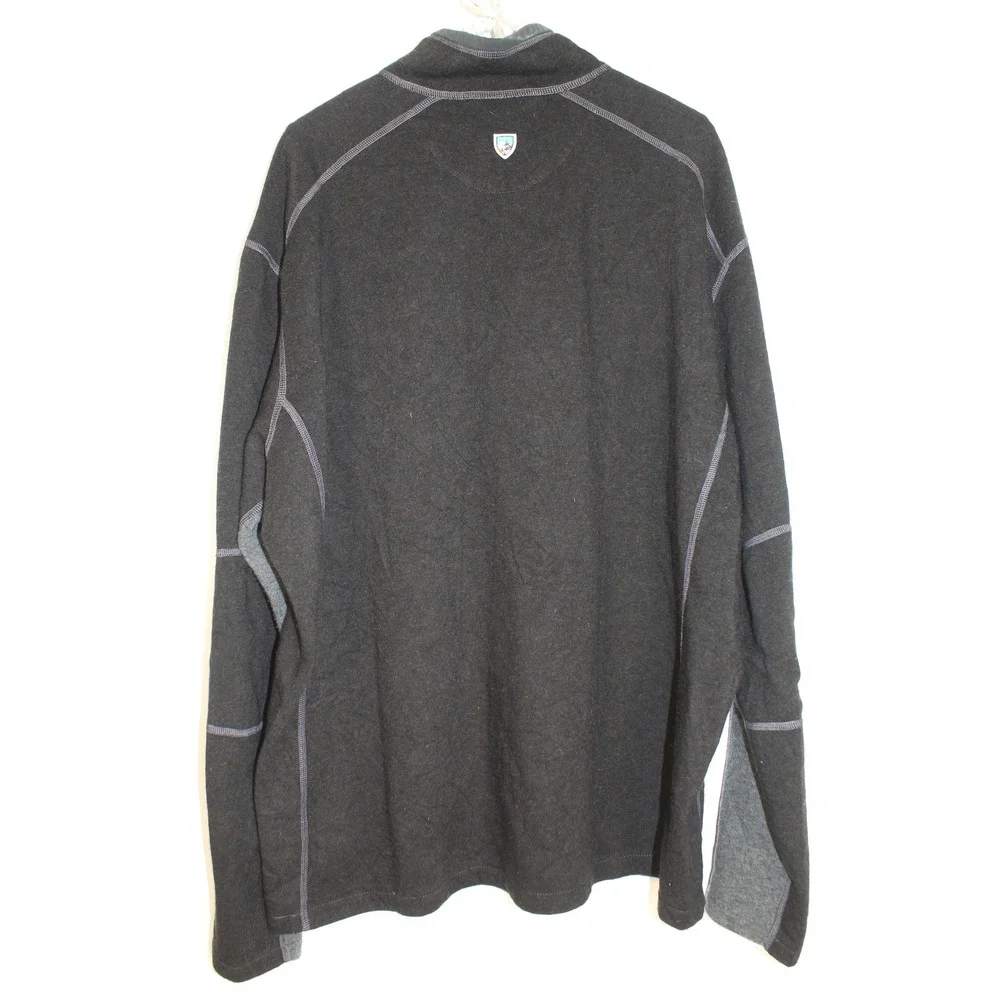 Kuhl Men's Revel 1/4 Zip Pullover in Black and Gray Size XXXL